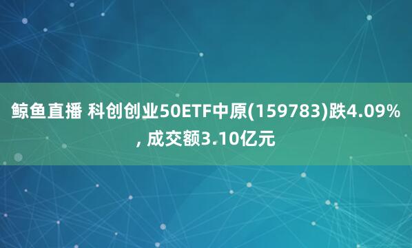 鲸鱼直播 科创创业50ETF中原(159783)跌4.09%, 成交额3.10亿元
