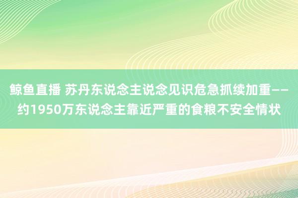 鲸鱼直播 苏丹东说念主说念见识危急抓续加重——约1950万东说念主靠近严重的食粮不安全情状