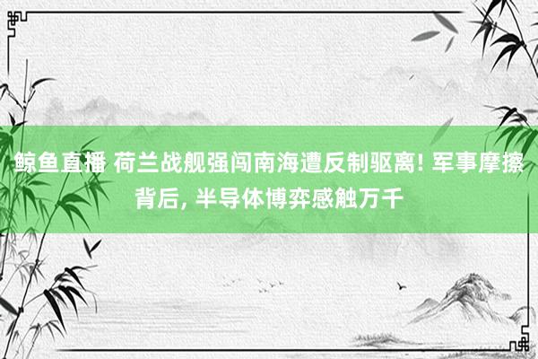 鲸鱼直播 荷兰战舰强闯南海遭反制驱离! 军事摩擦背后, 半导体博弈感触万千