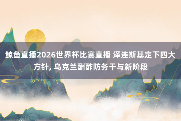鲸鱼直播2026世界杯比赛直播 泽连斯基定下四大方针, 乌克兰酬酢防务干与新阶段