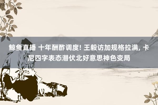 鲸鱼直播 十年酬酢调度! 王毅访加规格拉满, 卡尼四字表态潜伏北好意思神色变局