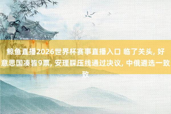 鲸鱼直播2026世界杯赛事直播入口 临了关头, 好意思国凑皆9票, 安理睬压线通过决议, 中俄遴选一致