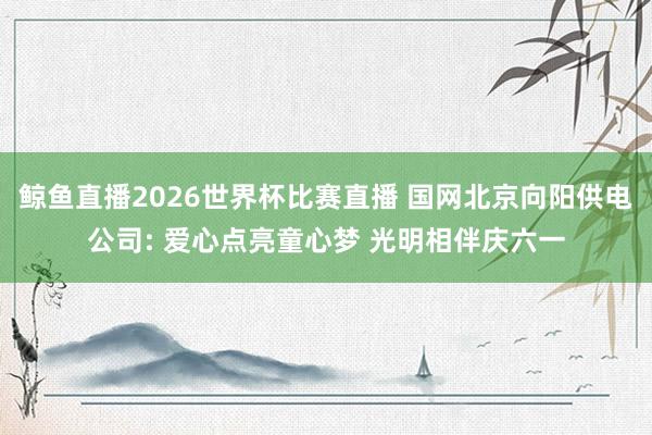 鲸鱼直播2026世界杯比赛直播 国网北京向阳供电公司: 爱心点亮童心梦 光明相伴庆六一