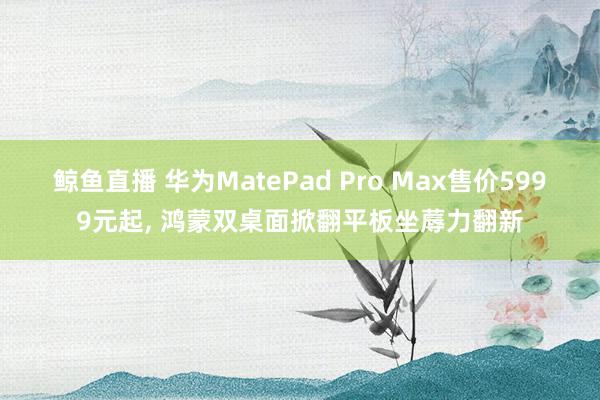 鲸鱼直播 华为MatePad Pro Max售价5999元起, 鸿蒙双桌面掀翻平板坐蓐力翻新