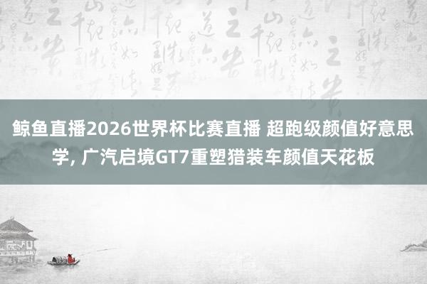 鲸鱼直播2026世界杯比赛直播 超跑级颜值好意思学, 广汽启境GT7重塑猎装车颜值天花板