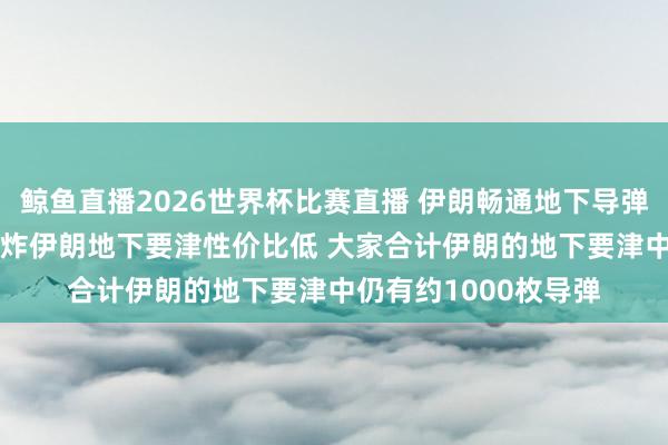 鲸鱼直播2026世界杯比赛直播 伊朗畅通地下导弹要津进口, 好意思以炸伊朗地下要津性价比低 大家合计伊朗的地下要津中仍有约1000枚导弹