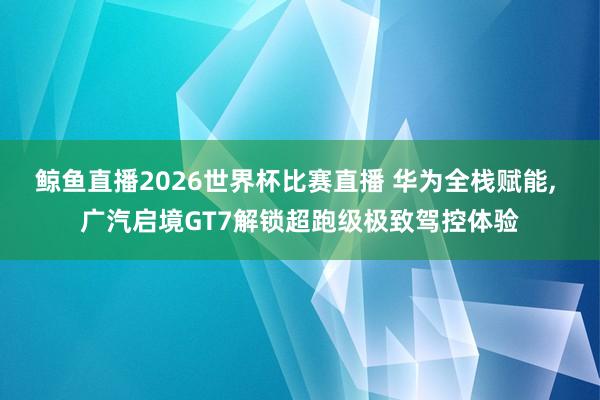 鲸鱼直播2026世界杯比赛直播 华为全栈赋能, 广汽启境GT7解锁超跑级极致驾控体验