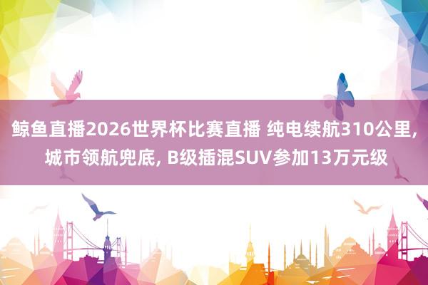 鲸鱼直播2026世界杯比赛直播 纯电续航310公里, 城市领航兜底, B级插混SUV参加13万元级