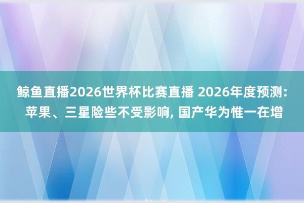 鲸鱼直播2026世界杯比赛直播 2026年度预测: 苹果、三