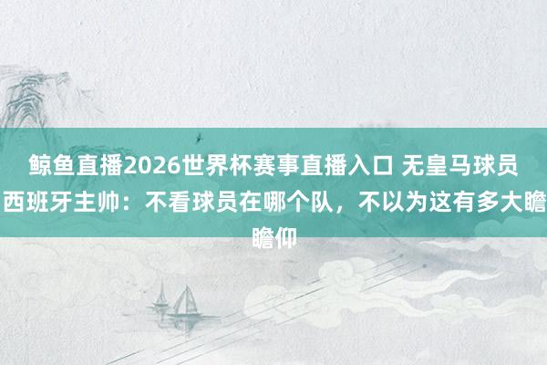鲸鱼直播2026世界杯赛事直播入口 无皇马球员！西班牙主帅：不看球员在哪个队，不以为这有多大瞻仰