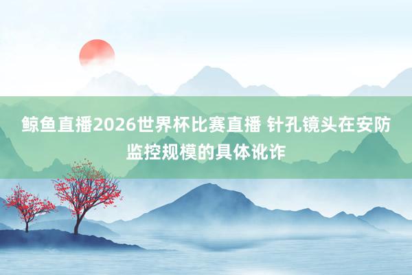 鲸鱼直播2026世界杯比赛直播 针孔镜头在安防监控规模的具体讹诈