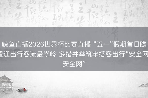 鲸鱼直播2026世界杯比赛直播 “五一”假期首日瞻望迎出行客流最岑岭 多措并举筑牢搭客出行“安全网”