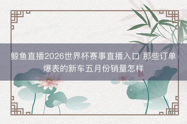 鲸鱼直播2026世界杯赛事直播入口 那些订单爆表的新车五月份销量怎样