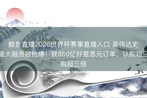 鲸鱼直播2026世界杯赛事直播入口 英伟达史上最大融资被抢爆！获850亿好意思元订单，认购超三倍