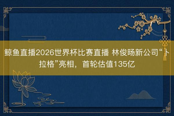 鲸鱼直播2026世界杯比赛直播 林俊旸新公司“卜拉格”亮相，首轮估值135亿